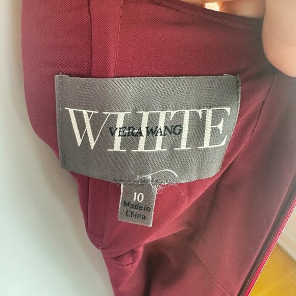 Vera Wang White Burgundy Lace Skirt open Back Maxi Gown 10 - Picture 10 of 10